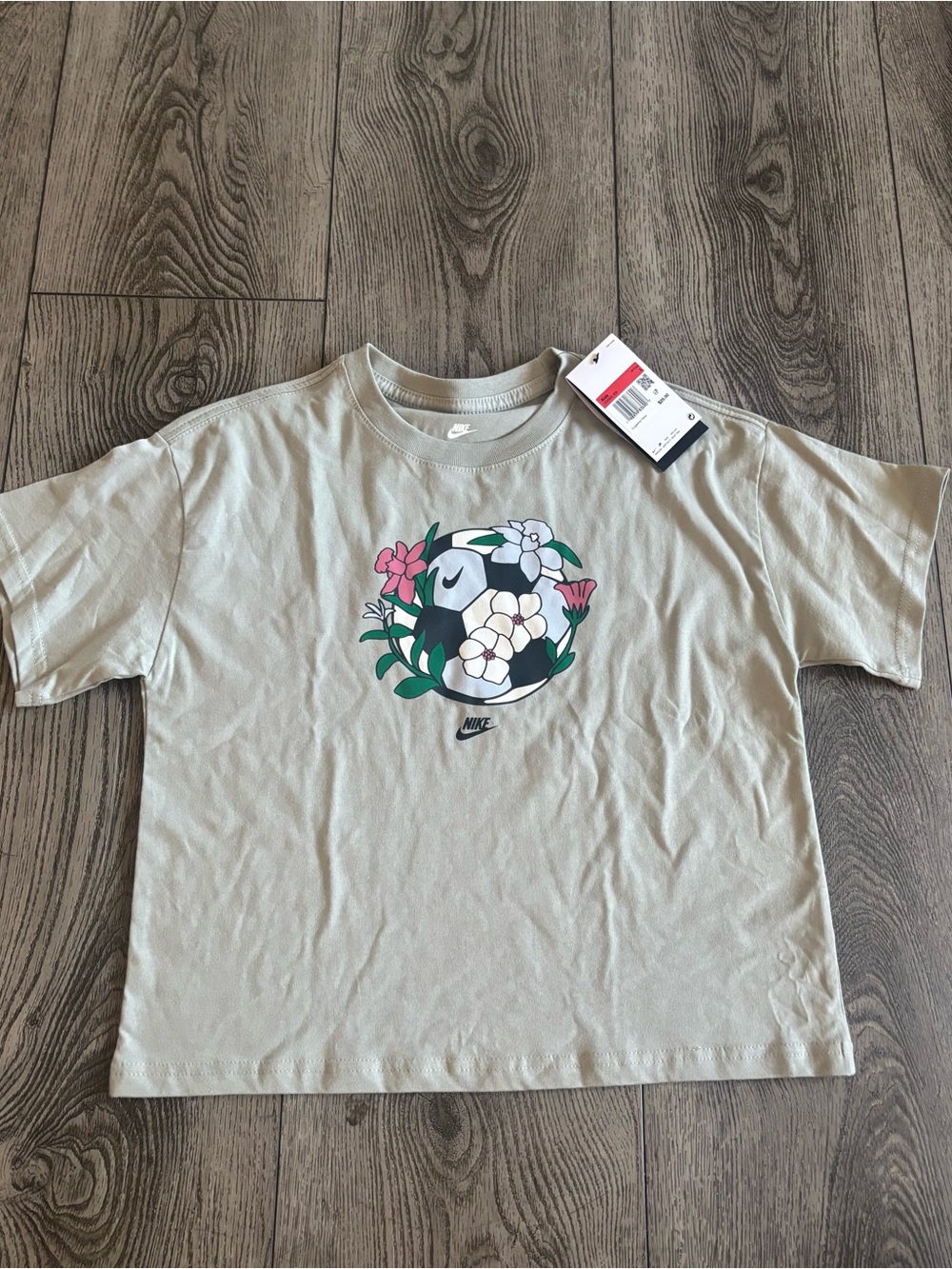 Nike Kids Floral Soccer Graphic Tee - Sage with Multicolor Print